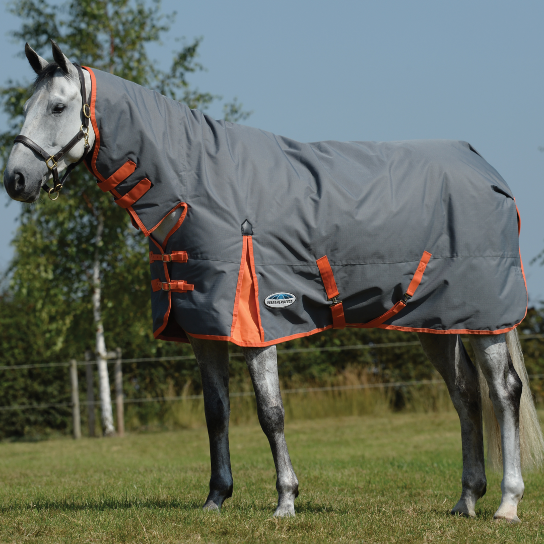 Weatherbeeta Comfitec Classic Combo Neck Medium/Lite #colour_gunmetal-coral