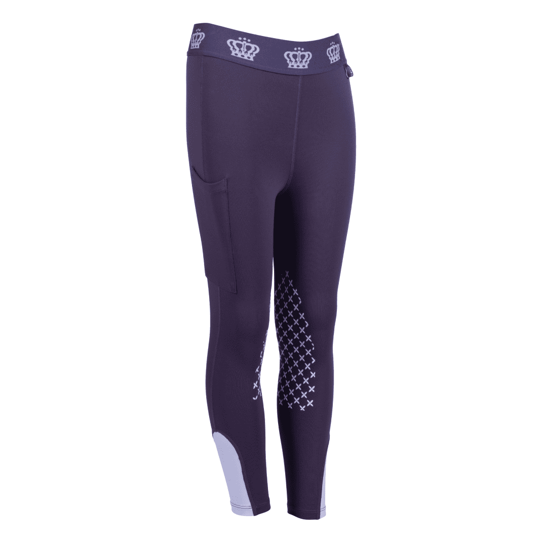 HKM Lola Silicone Knee Patch Riding Leggings #colour_dark-lilac