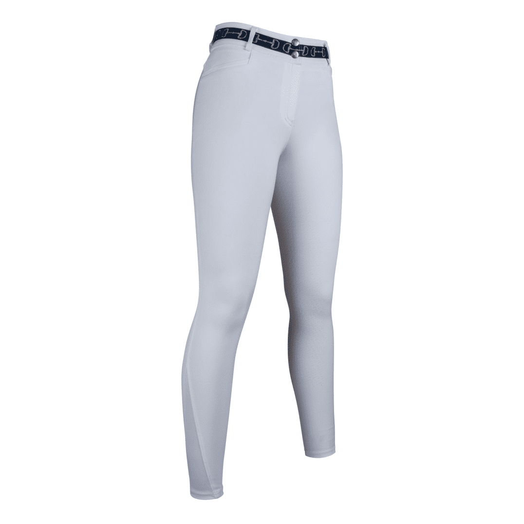 HKM Monaco Style Silicone Full Seat Riding Breeches #colour_white