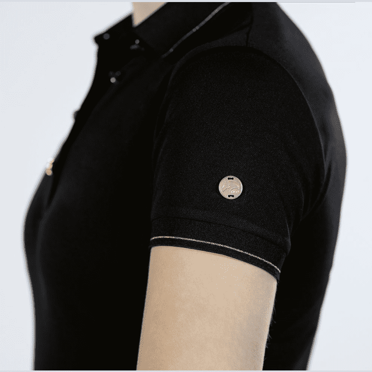 HKM Rosegold Glamour Style Polo Shirt #colour_black-rose-gold