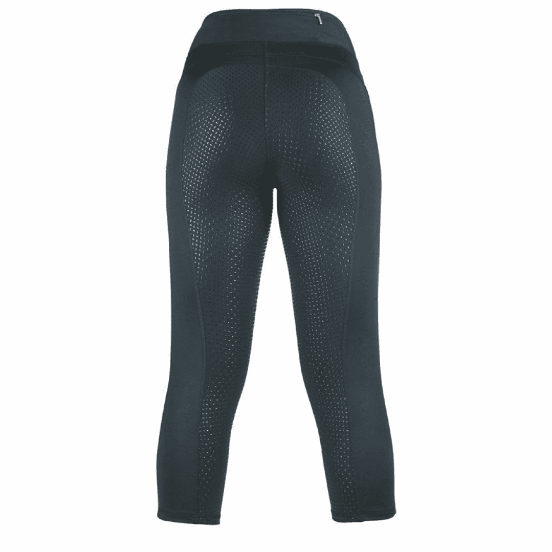 HKM Mesh Style Silicone Full Seat 3/4 Riding Leggings #colour_black