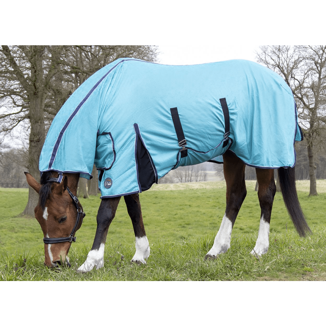 HKM Lissabon Style Fly Rug With Neck #colour_aqua