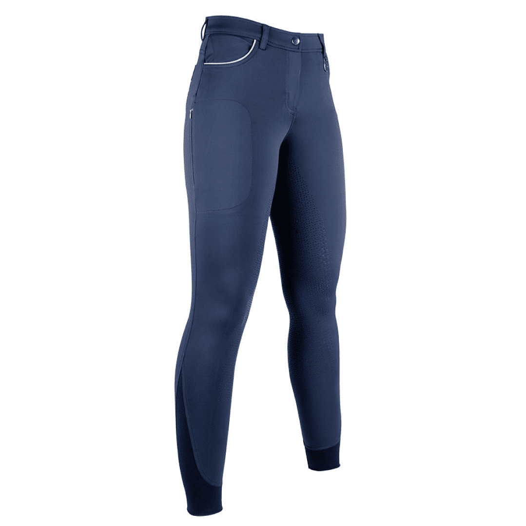 HKM Equilibrio Style Silicone Full Seat Riding Breeches #colour_deep-blue