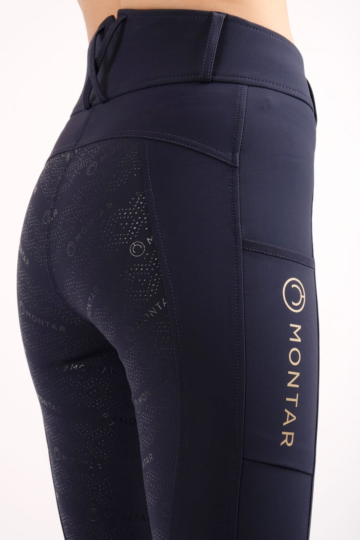 Montar Makayla Hybrid Full Grip Riding Tights #colour_navy