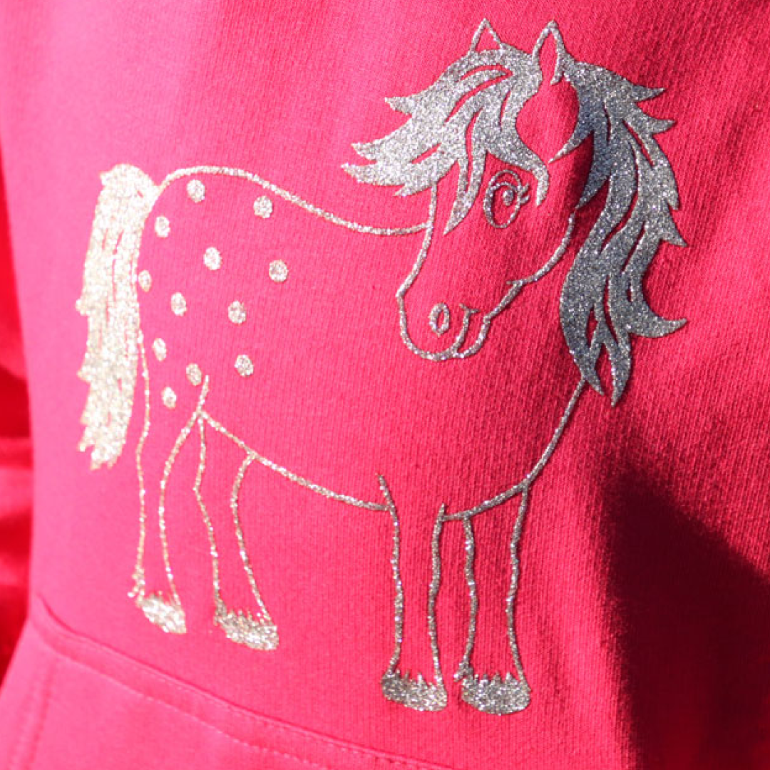 British Country Collection Twinkle Pony Glitter Hoodie #colour_fuchsia