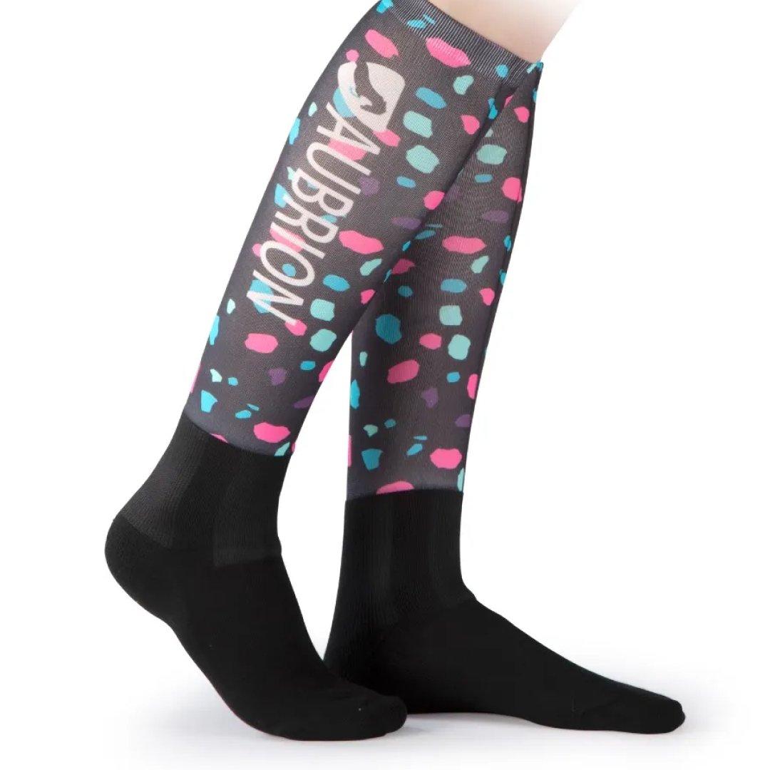 Shires Aubrion Hyde Maids Park Socks#colour_pink-spot