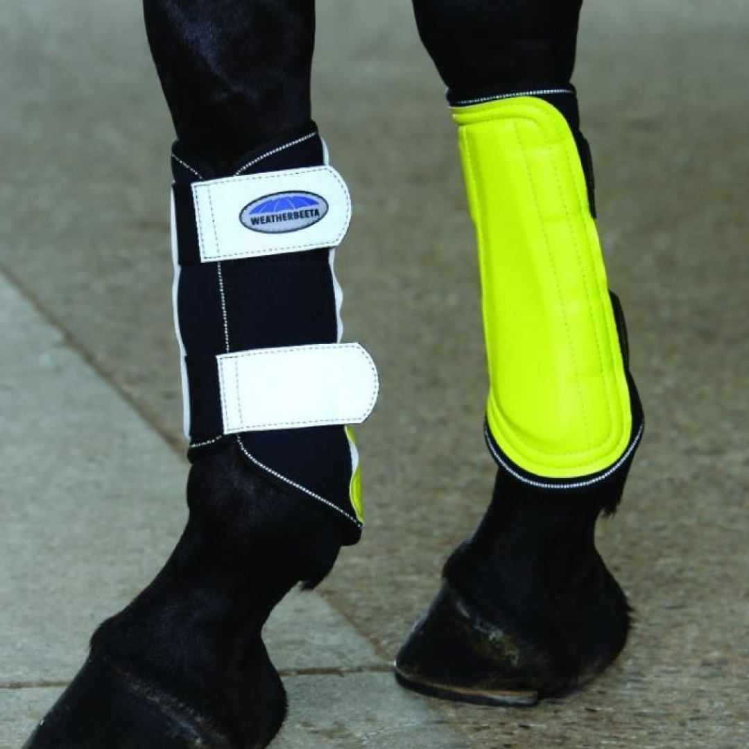 Weatherbeeta Reflective Single Lock Brushing Boots #colour_yellow-silver