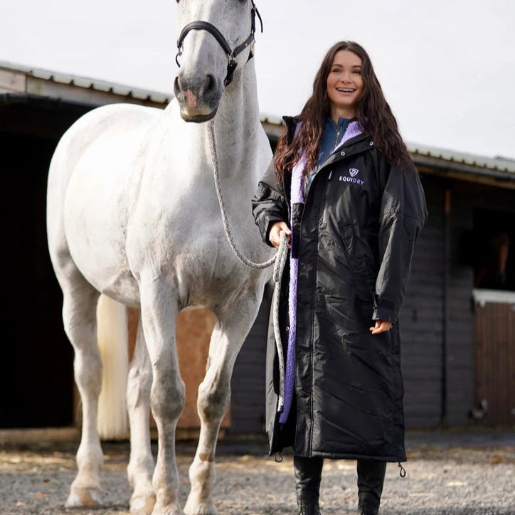 EQUIDRY Women's Thick Fleece Evolution Fixed Hood #colour_black-lilac