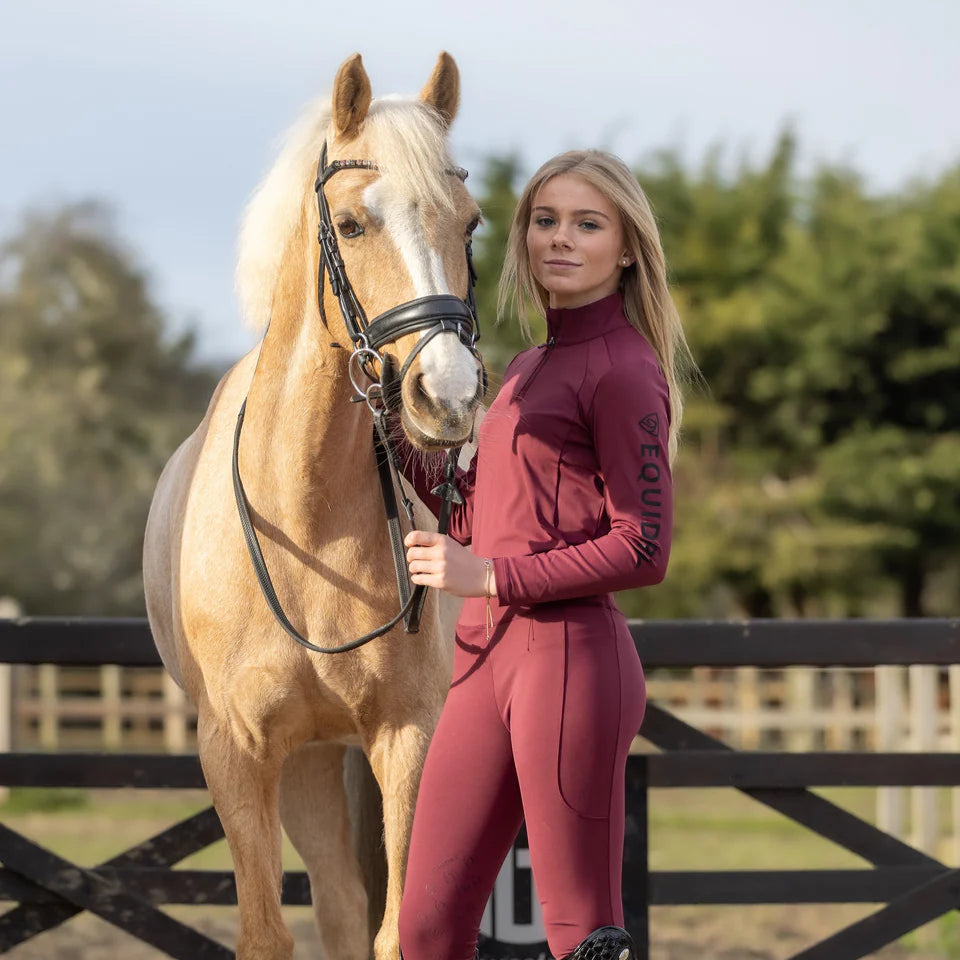 EQUIDRY Children's Water Repellent Base Layer #colour_plum-black