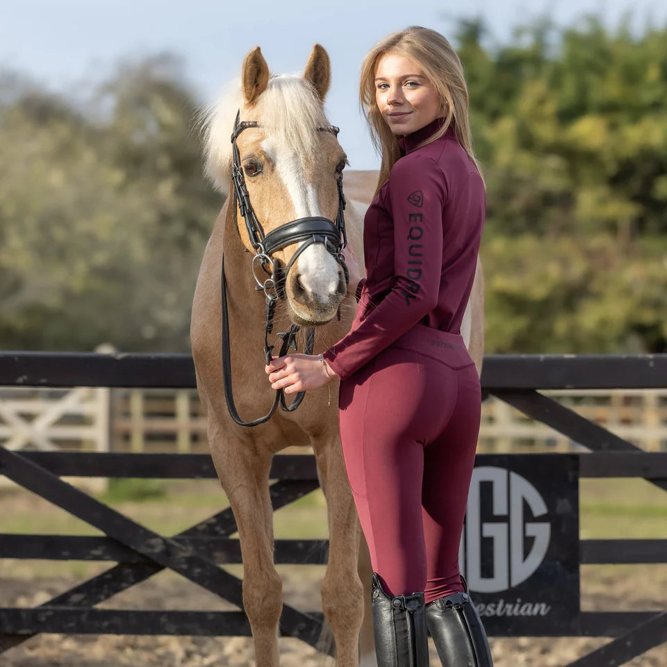 EQUIDRY Children's Water Repellent Base Layer #colour_plum-black