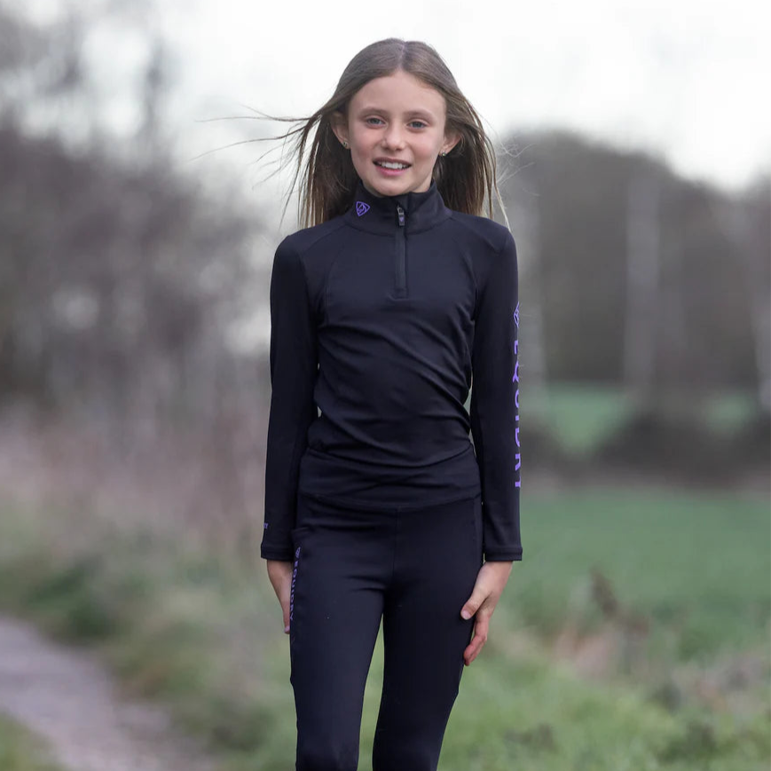 EQUIDRY Children's Water Repellent Base Layer #colour_black-lilac