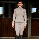 EQUIDRY Women's Water Repellent Zip up Top #colour_sand-white