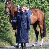 EQUIDRY Women's Thick Fleece Evolution Fixed Hood #colour_navy-cream