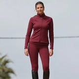 EQUIDRY Women's Water Repellent Zip up Top #colour_plum-black