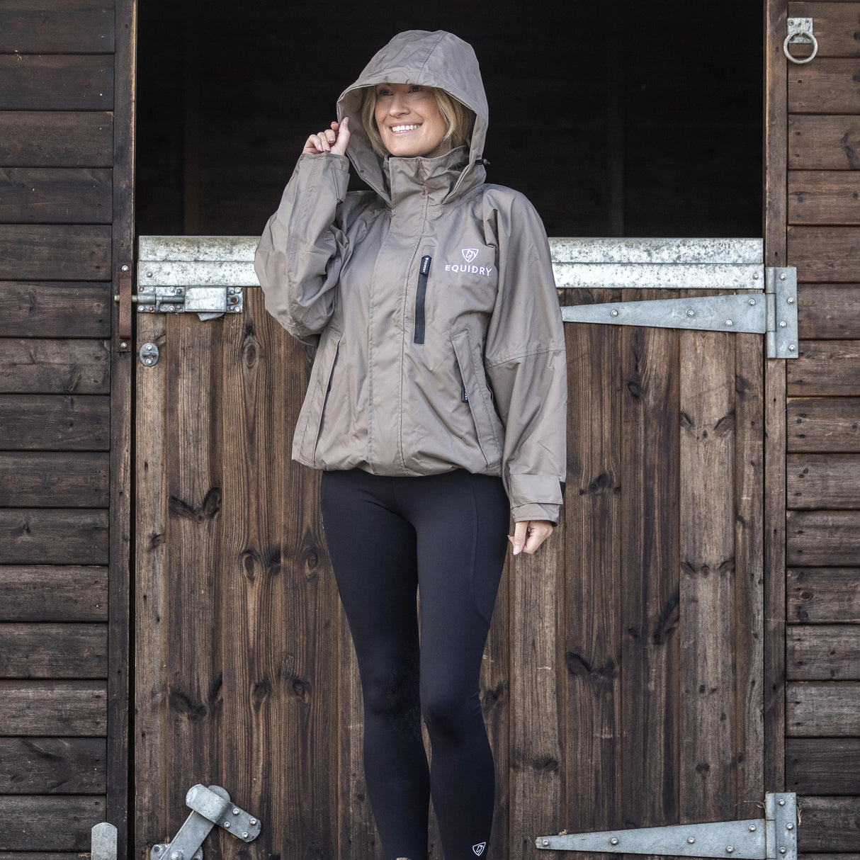 EQUIDRY Women's Shortie Mesh Lining Mac #colour_taupe