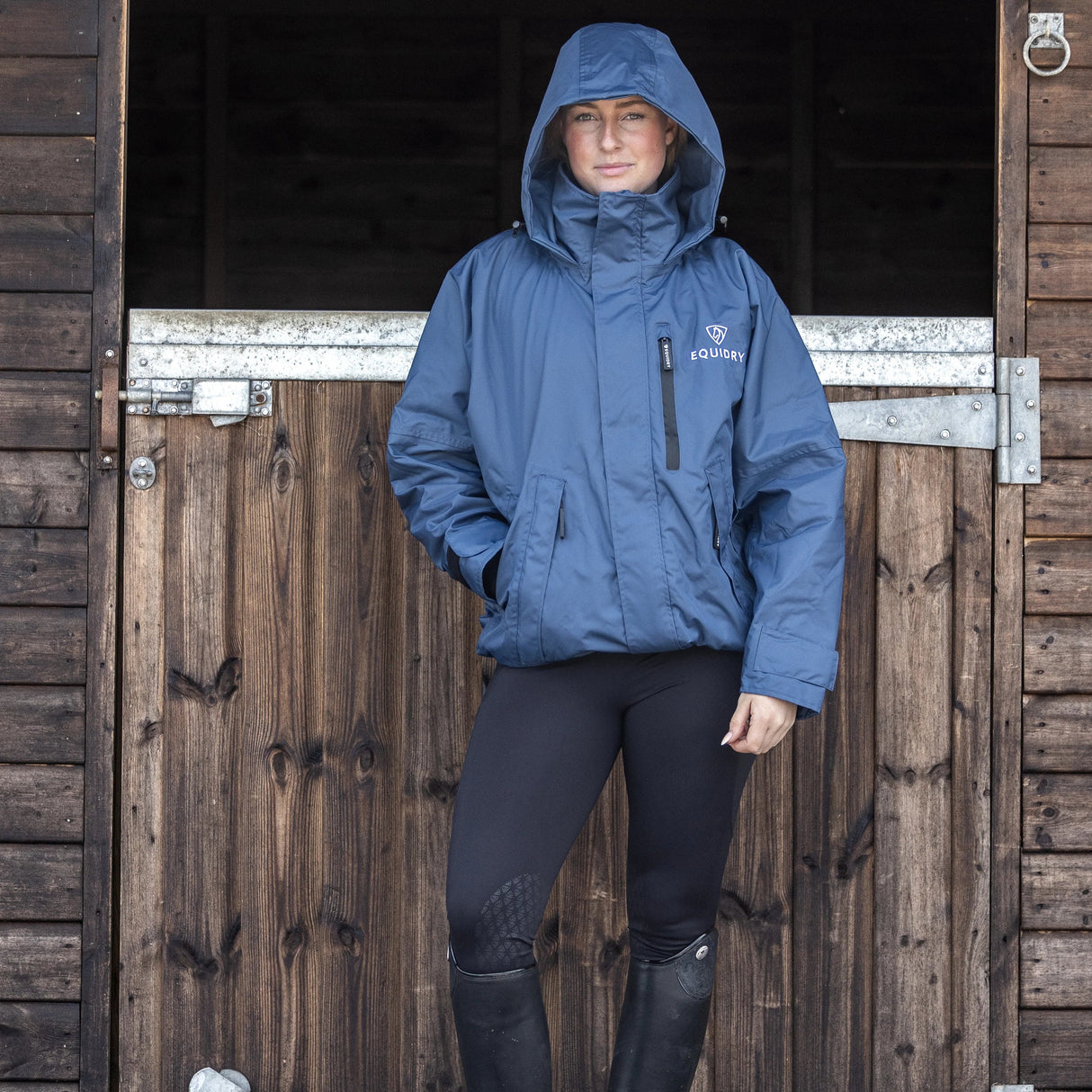 EQUIDRY Women's Shortie Mesh Lining Mac #colour_steel-blue