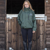 EQUIDRY Women's Shortie Mesh Lining Mac #colour_black-forest-green