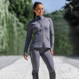 EQUIDRY Women's Water Repellent Zip up Top #colour_grey-white