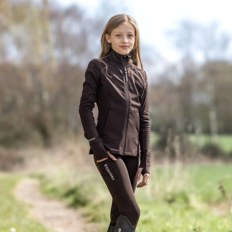 EQUIDRY Children's Water Repellent Zip up Top #colour_brown-white