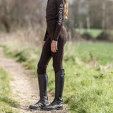 EQUIDRY Children's Water Repellent Leggings #colour_brown-white