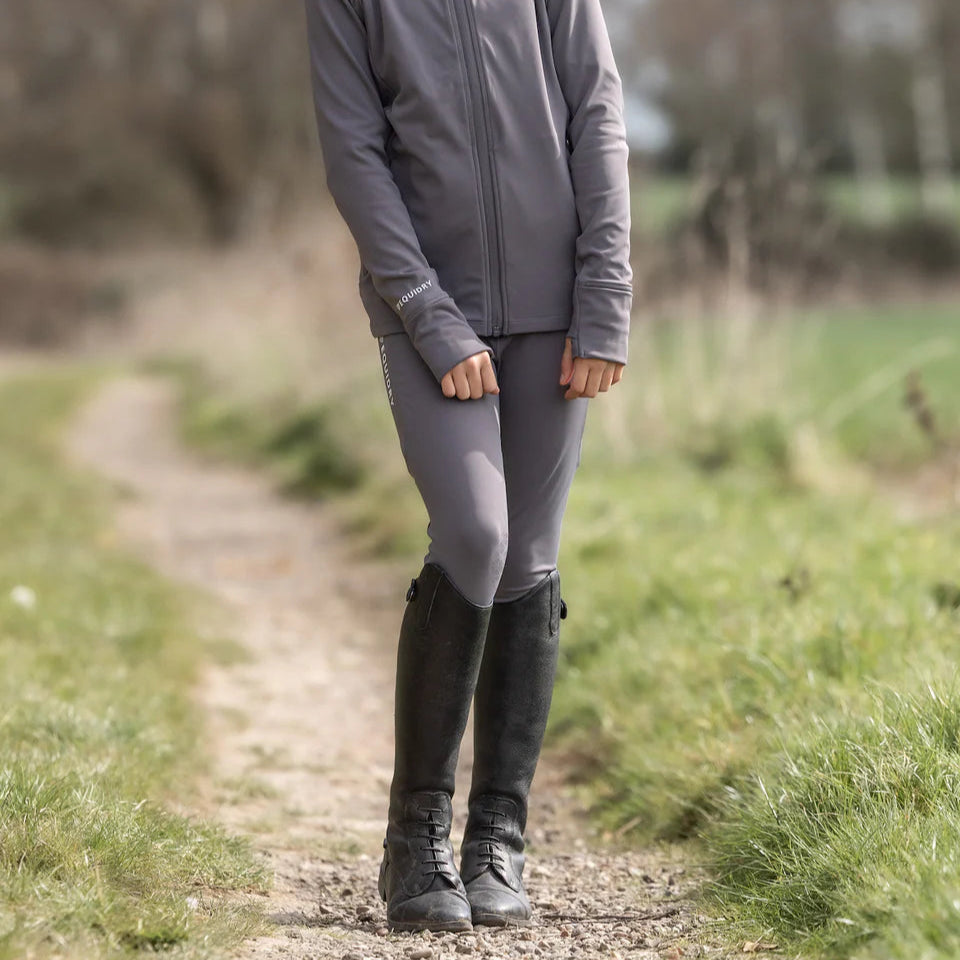 EQUIDRY Children's Water Repellent Leggings #colour_grey-white