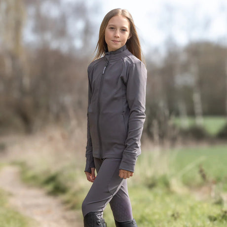 EQUIDRY Children's Water Repellent Zip up Top #colour_grey-white