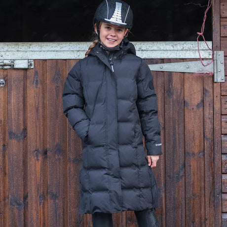 EQUIDRY Girl's Thora Waterproof Riding Puffer #colour_black