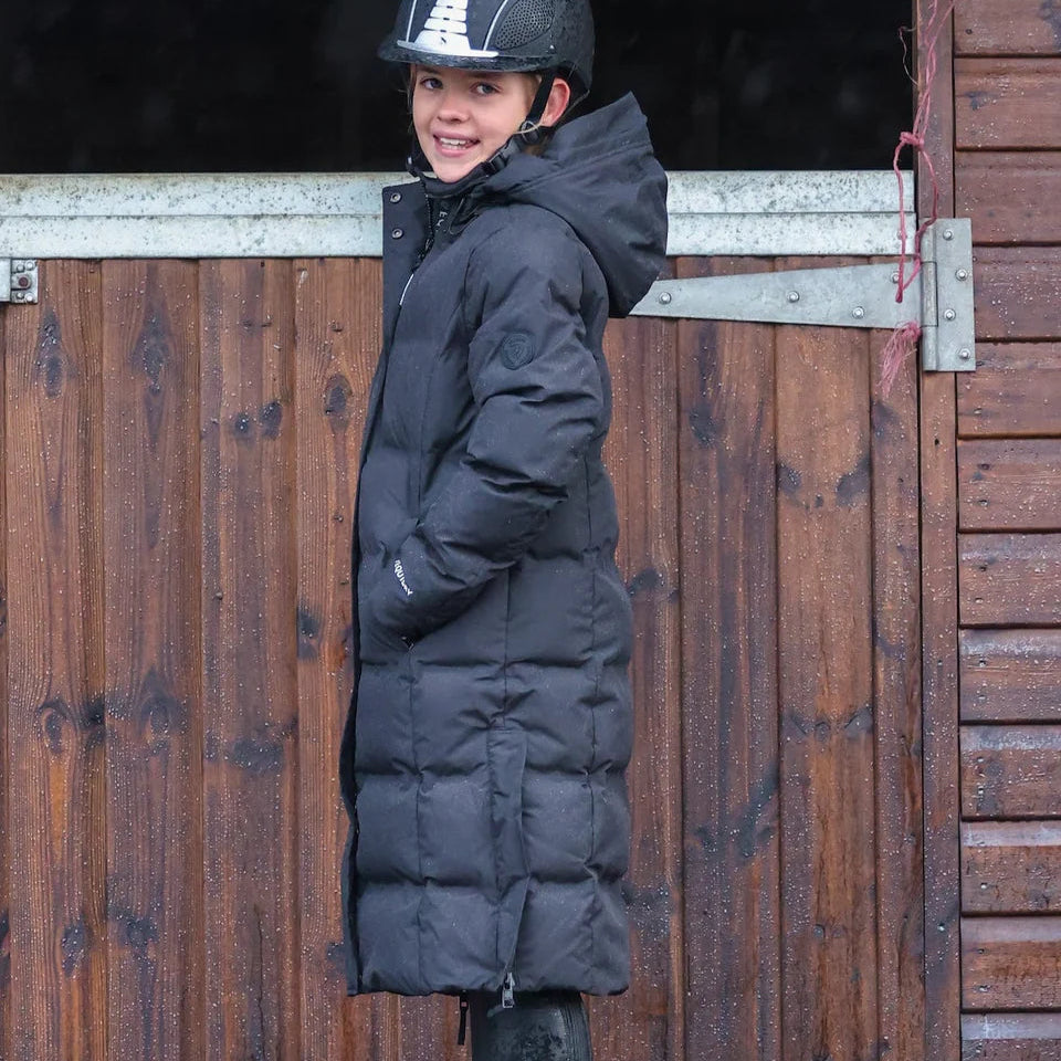 EQUIDRY Girl's Thora Waterproof Riding Puffer #colour_black