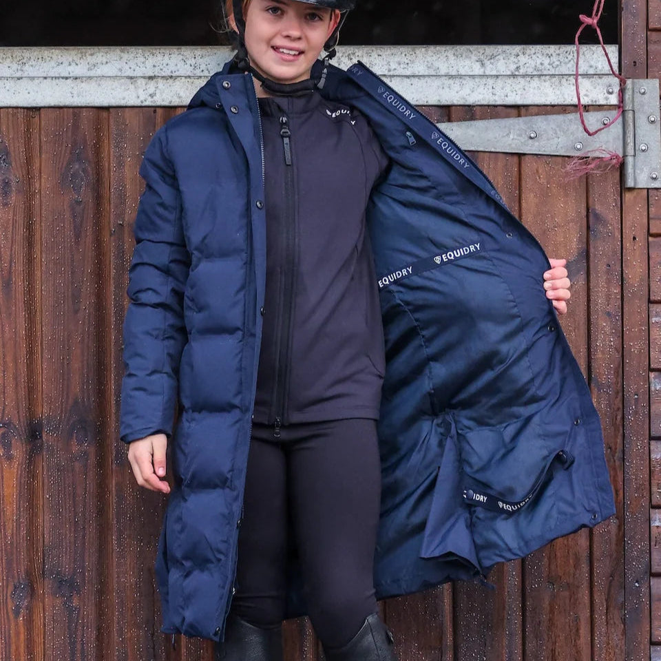 EQUIDRY Girl's Thora Waterproof Riding Puffer #colour_navy