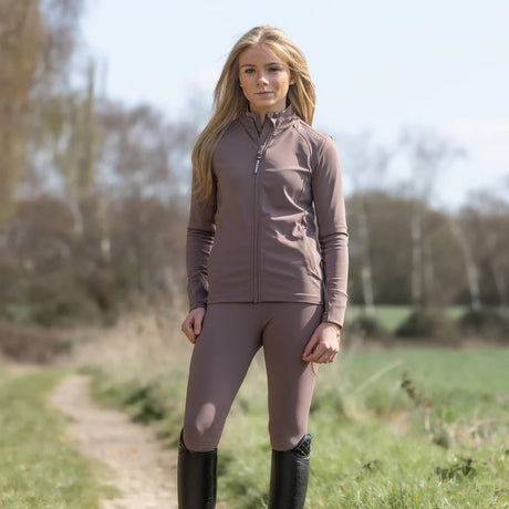 EQUIDRY Children's Water Repellent Zip up Top #colour_mocha-white