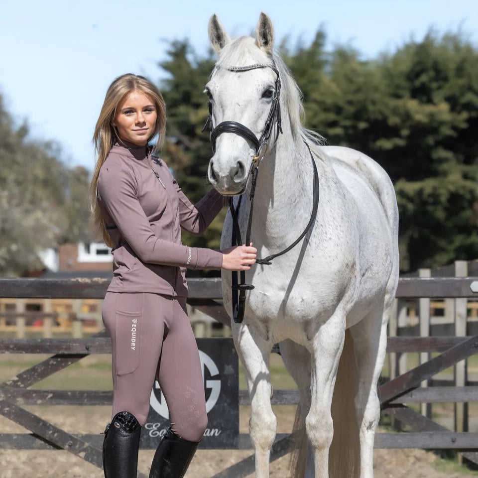 EQUIDRY Children's Water Repellent Zip up Top #colour_mocha-white