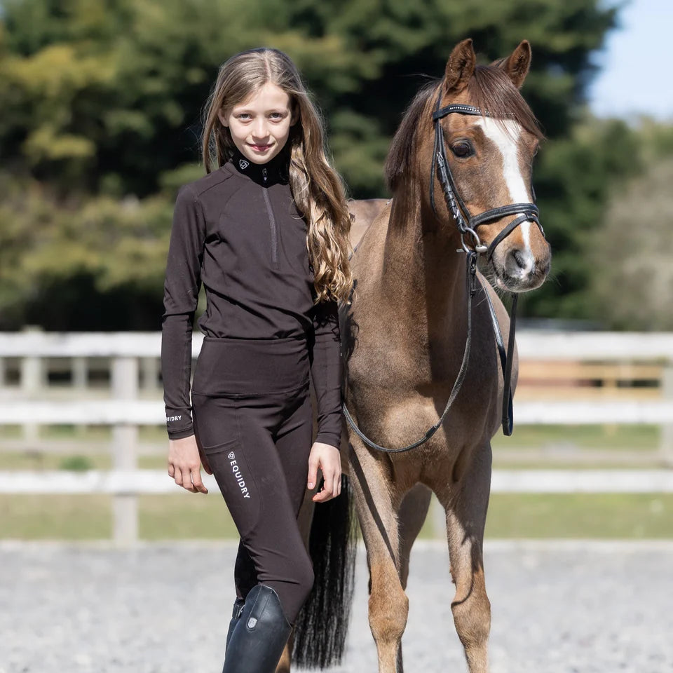 EQUIDRY Children's Water Repellent Base Layer #colour_brown-white