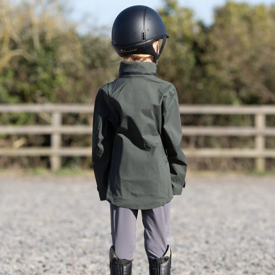 EQUIDRY Girl's Varsha Jacket  #colour_black-forest-green