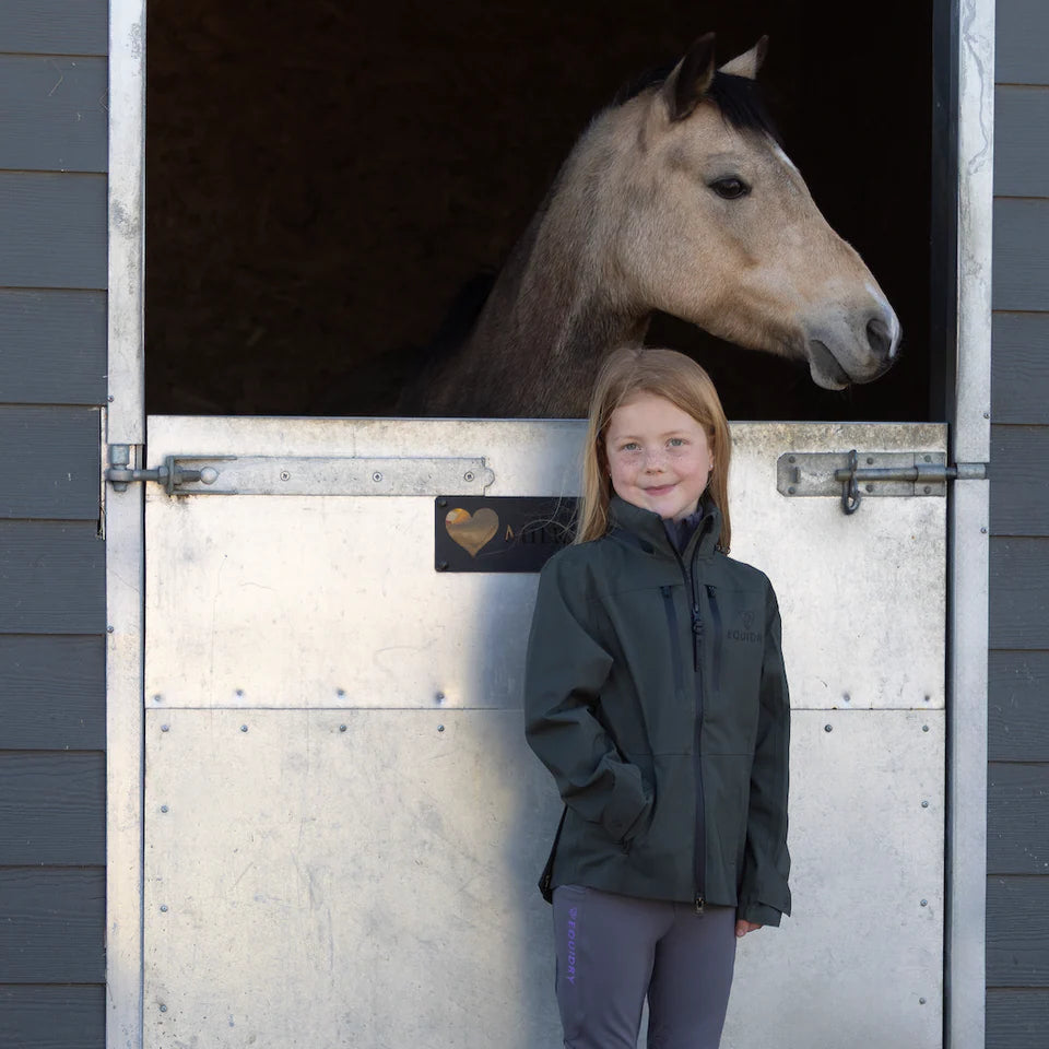 EQUIDRY Girl's Varsha Jacket  #colour_black-forest-green