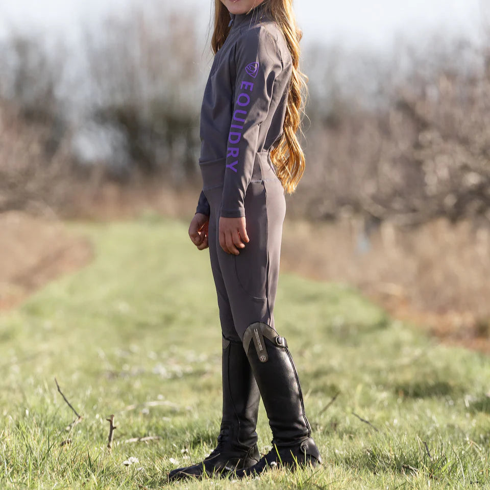 EQUIDRY Children's Water Repellent Leggings #colour_grey-lilac