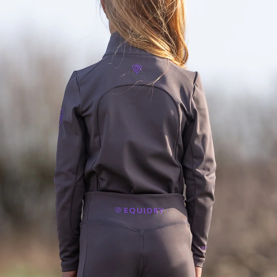 EQUIDRY Children's Water Repellent Leggings #colour_grey-lilac