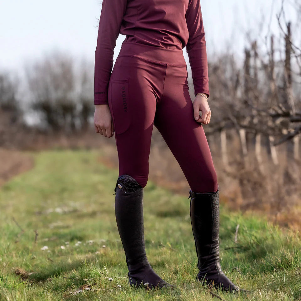 EQUIDRY Children's Water Repellent Leggings #colour_plum-black