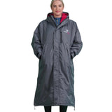 EQUIDRY Women's Thick Fleece Evolution Fixed Hood #colour_grey-peacock-pink