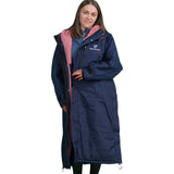 EQUIDRY Women's Thick Fleece Evolution Stowaway Hood #colour_navy-pale-pink