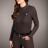 HKM Ladies Longsleeve Shirt -Arezzo Soft- #colour_dark-brown