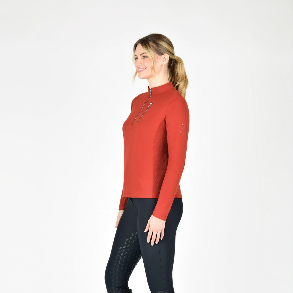 Weatherbeeta Ladies Reno Long Sleeve Riding Top #colour_red-ochre