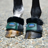 Weatherbeeta Tough-Tec Prime Fleece Trim Rubber Bell Boots #colour_black-hunter-green