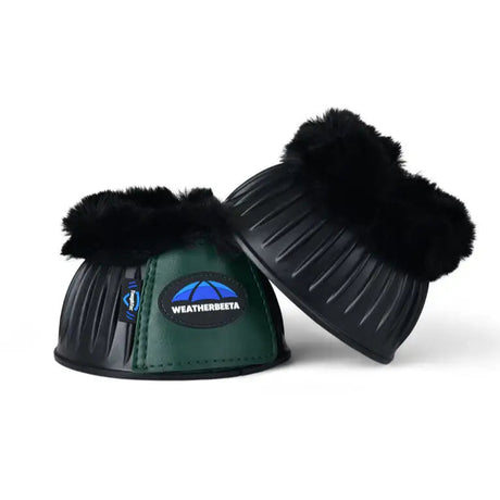 Weatherbeeta Tough-Tec Prime Fleece Trim Rubber Bell Boots #colour_black-hunter-green