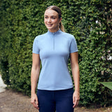 Dublin Ladies 1/4 Zip Breathable Short Sleeve Top #colour_blue-fog