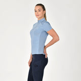 Dublin Ladies 1/4 Zip Breathable Short Sleeve Top #colour_blue-fog