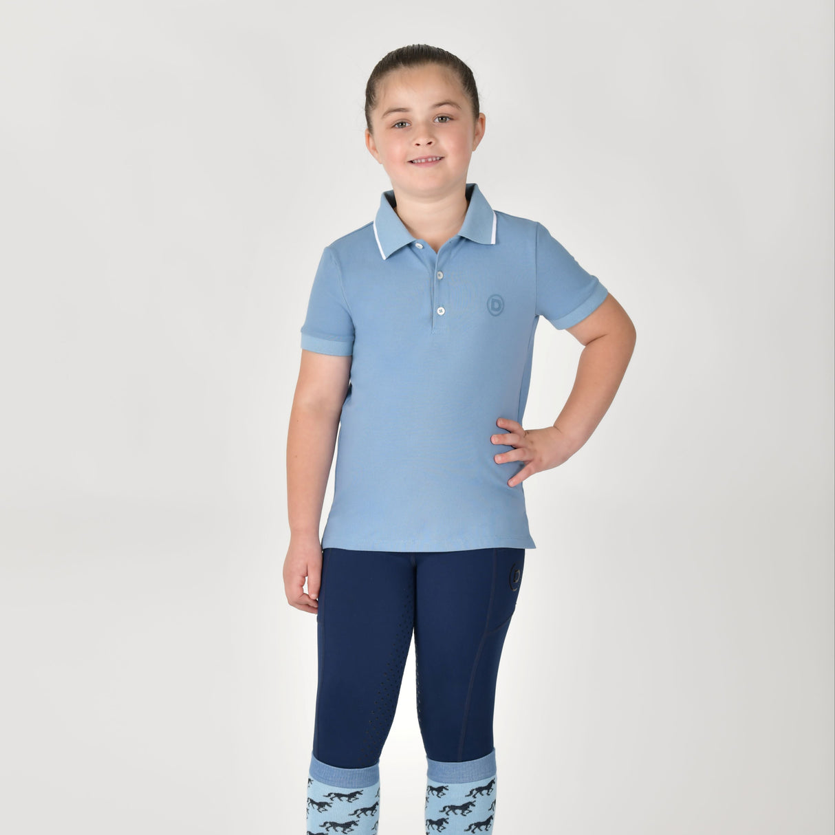 Dublin Children's Cotton Pique Short Sleeve Polo #colour_blue-fog