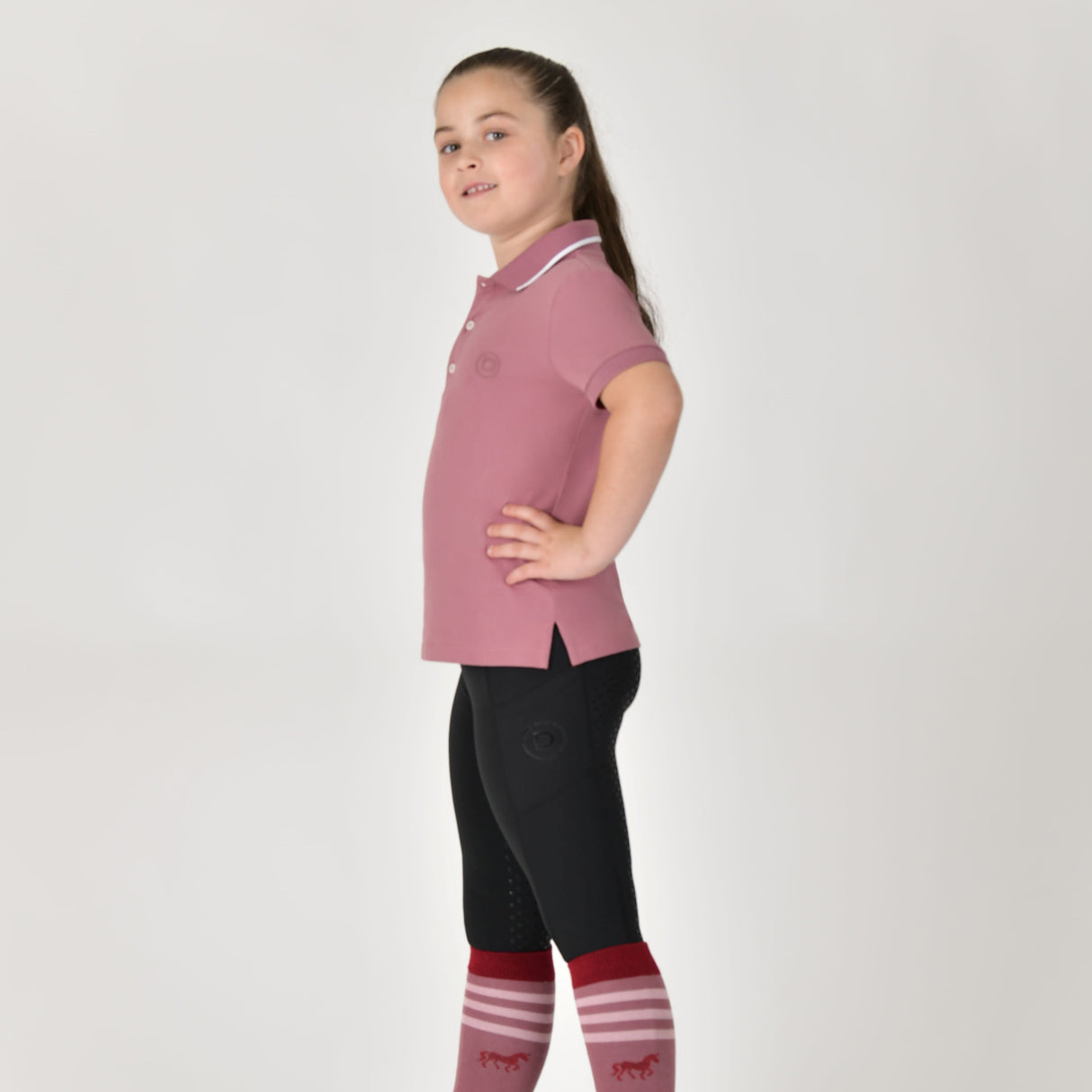 Dublin Children's Cotton Pique Short Sleeve Polo #colour_dusty-rose