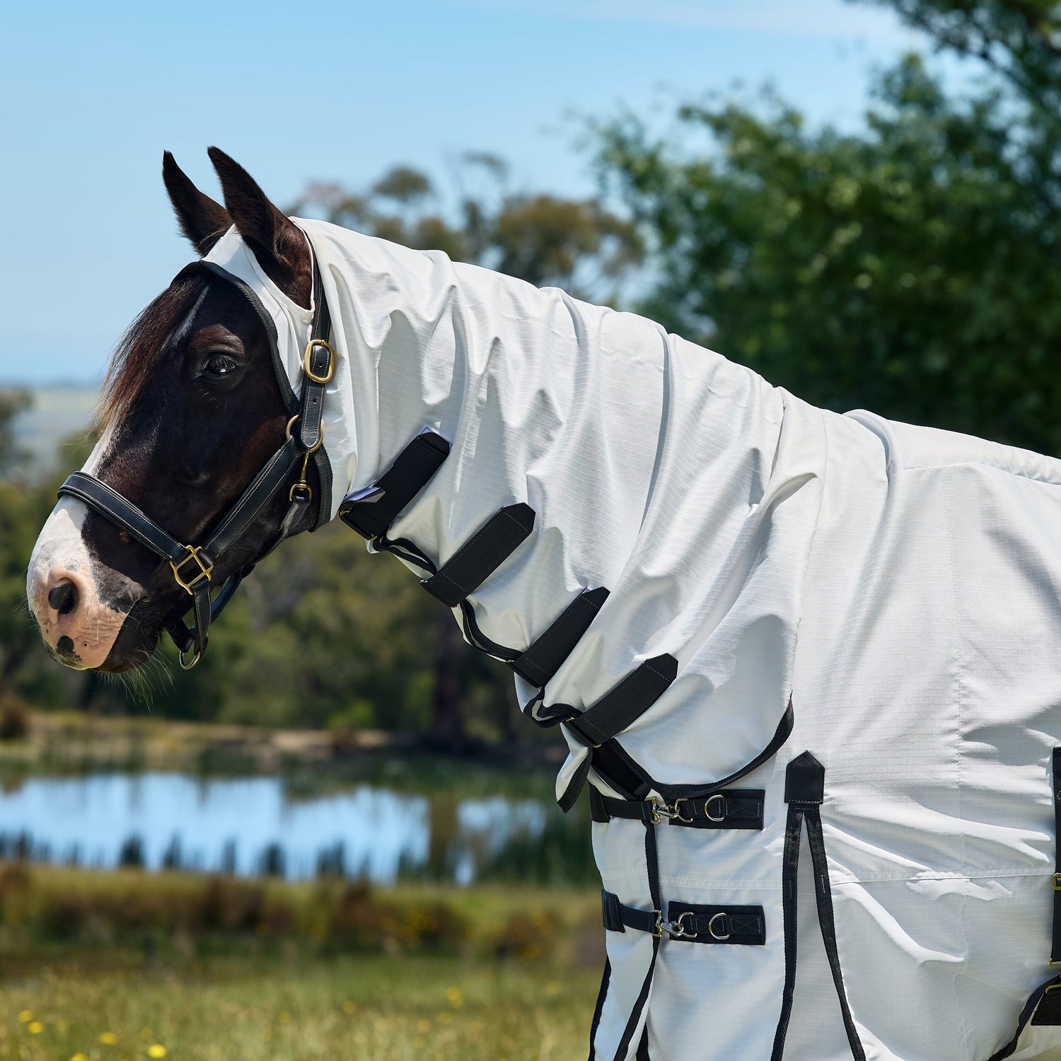 Weatherbeeta Sweet Itch Shield Combo Neck #colour_white-charcoal
