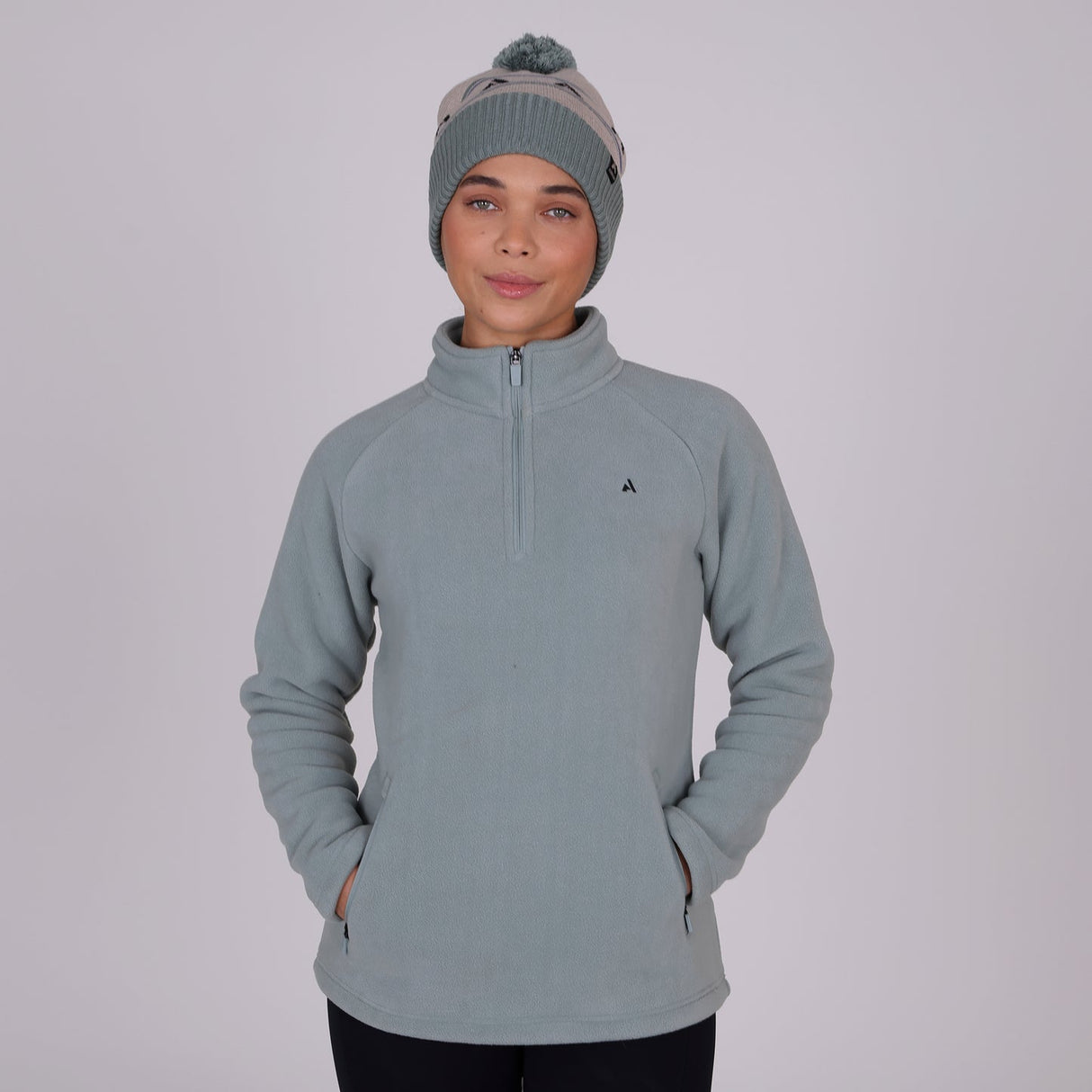 Shires Aubrion React Ladies Half Zip Fleece #colour_sage