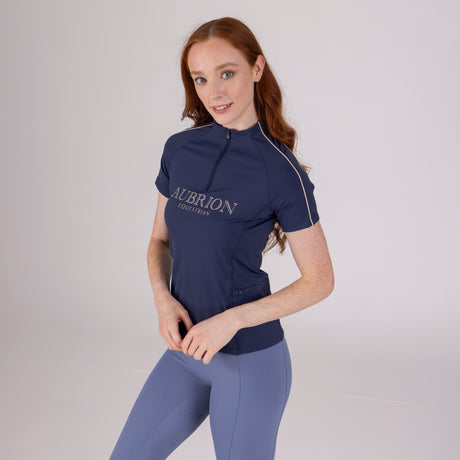 Shires Aubrion Equestrian Short Sleeve Base Layer #colour_midnight